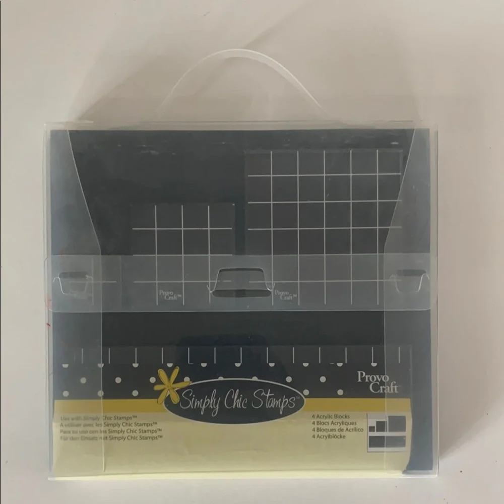 Provo Craft for Simply Chic Stamps 4 Acrylic Block Set 1 Clear Lined 24-8343